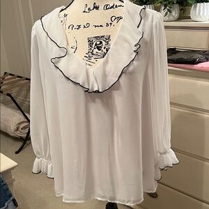 Vince Camuto White Blouse with Black Trim